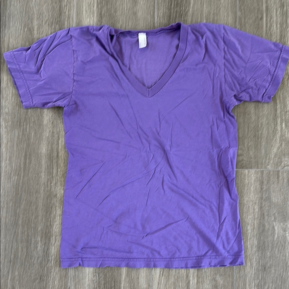 American Apparel Purple V-Neck Short Sleeve Tee x2
